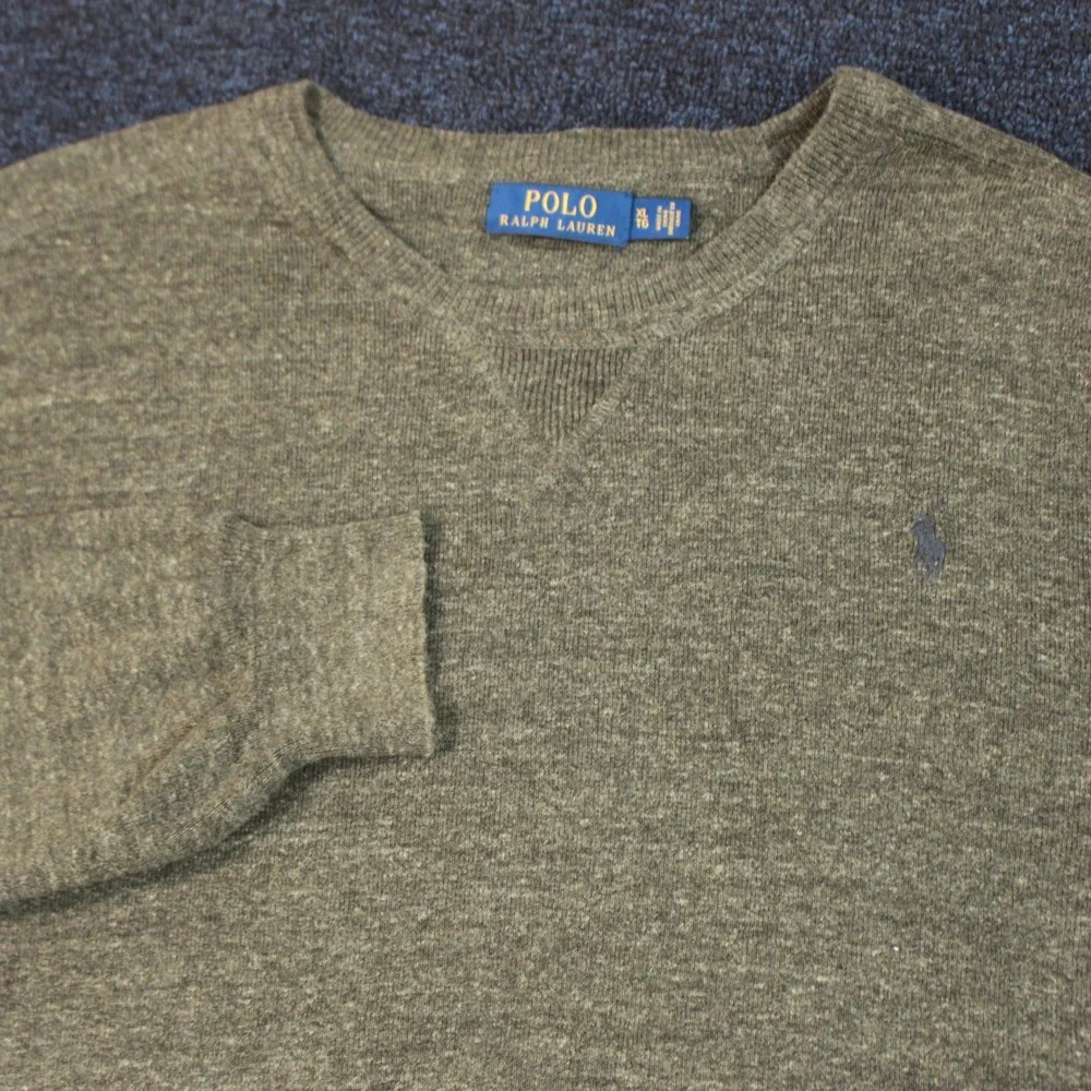 Polo Ralph Lauren Sweater Mens XL Olive Green Cotton V-Neck Pullover Pony Logo